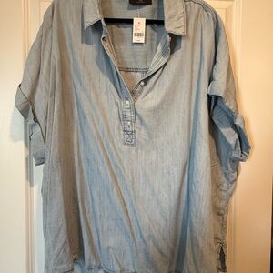 Lane Bryant Casual Light Denim Shirt
